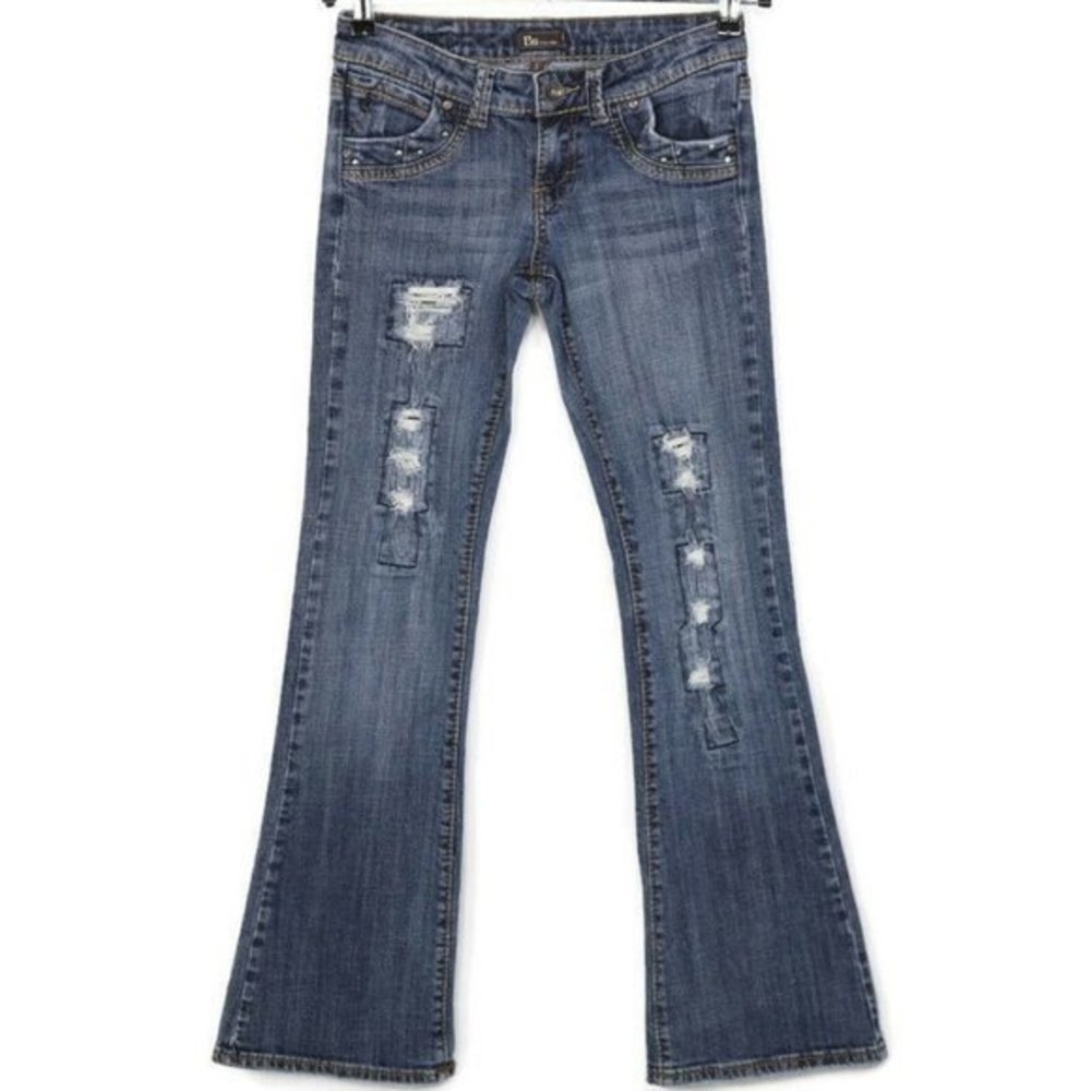 BU From Malibu‎ Bootcut Jeans Destroyed Distressed Stretch Size 1 2 X 31